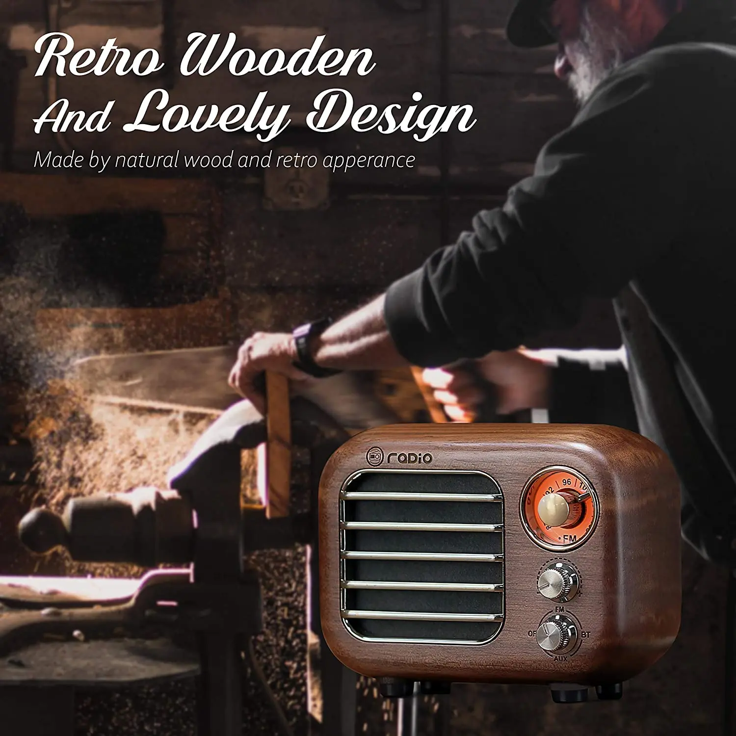 Vintage Style Radio Retro Bluetooth Speaker Cherry Wood Radio AM FM BT  Radio 