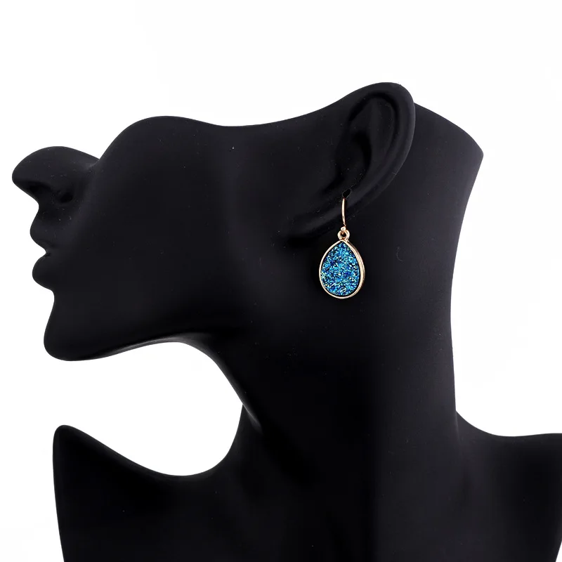 4 цвета s Drusy Druzy серьги в виде капли воды подвески из смолы очаровательные