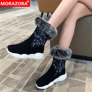 

MORAZORA 2020 big size 33-46 fashion soft leather ankle boots comfortable flat heel keep warm ladies shoes 3 colors women boots