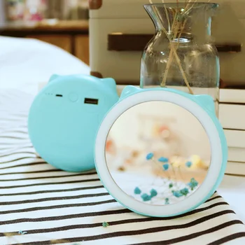 

5200MAh Portable Mini Mobile Power, Portable Mirror Wireless USB Charging, with LED Lighting, Mini Vanity Mirror, Compact Travel