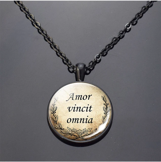 Amor Vincit Omnia , Love Conquers All Quote Necklace Glass Dome Literary  Jewelry Pendant Romantic Lovers Valentine's Gift - Necklace - AliExpress