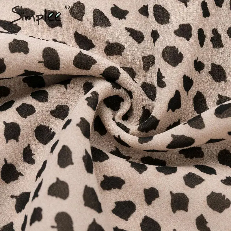 Simplee сексуальное леопардовое платье с v-образным вырезом Асимметричный фонарь с высокой талией короткое вечернее платье женское шифоновое платье на бретелях шикарное осеннее платье с оборками
