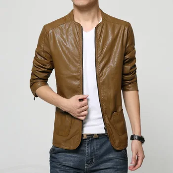 

Men's Stand Collar Zipper Motorcycle Biker Leather Jacket Men Black Brown Pu Jackets and Coats Plus Size Top Clothing 5XL 6XL