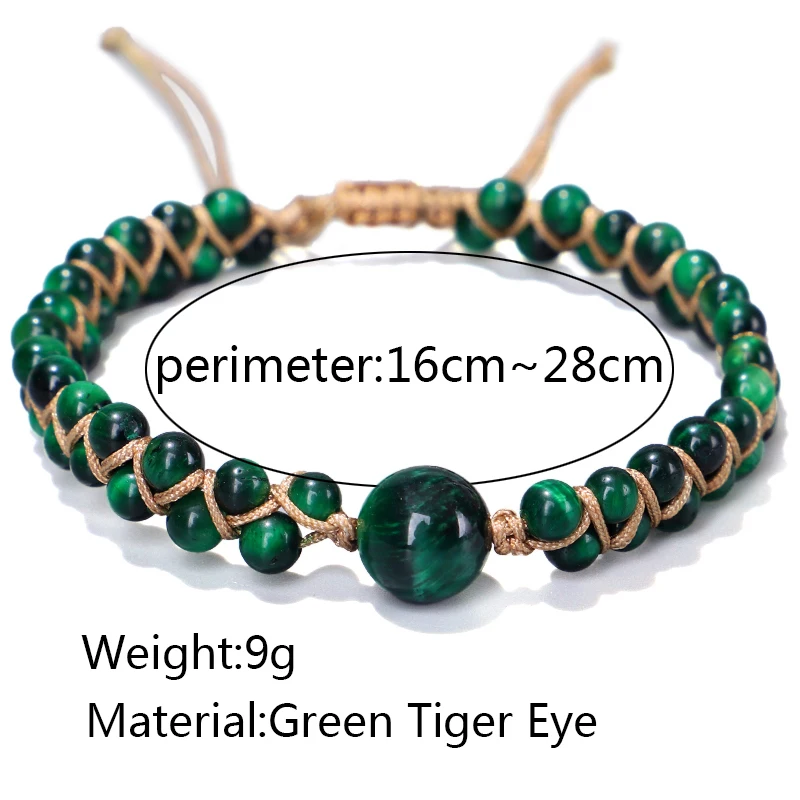 Hot Real Natural Green Tiger eye Bracelet Men Women Strand Stone Brazalete For Hombre Jewelry Accessories Pulseras