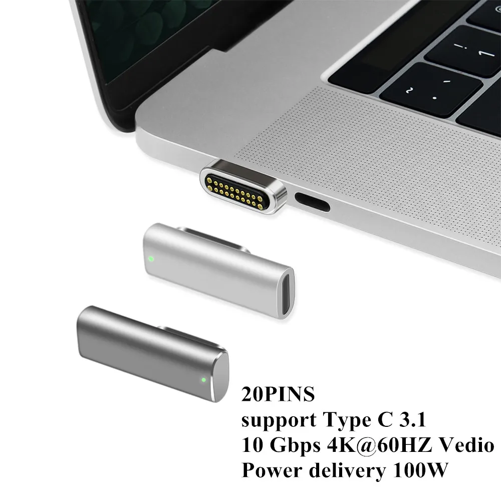 Магнитный адаптер USB C 20 контактный с магнитом на 3 1 поддержка 100 Вт PD данные 10