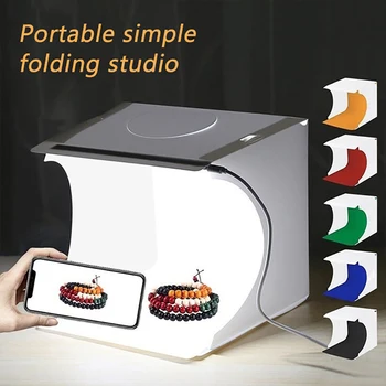 

Mini Folding Light Box Photography Photo Studio Softbox 2 Panel LED Light Soft Box Studio Shooting Tent Box Kit with 6 Backdrops