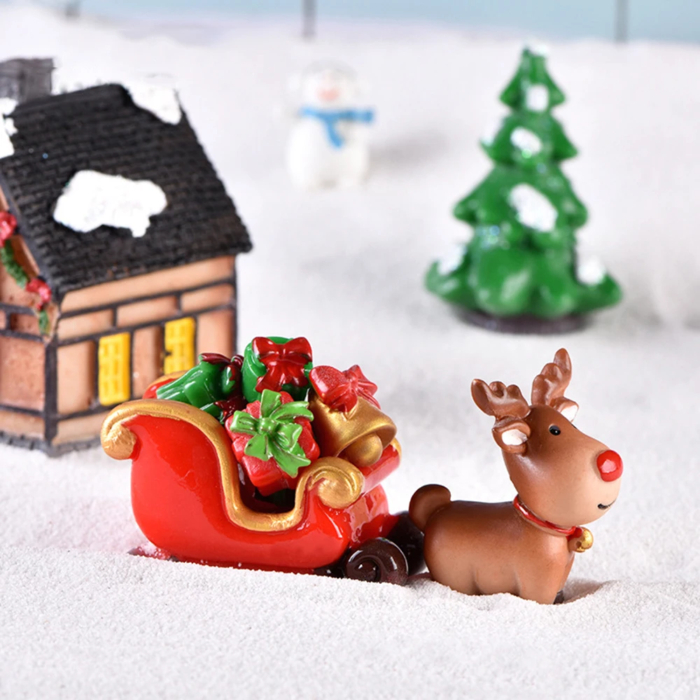 1 шт мини Рождественский орнамент олень фигурки, миниатюры перевозки кукольный микро бонсай для пейзажа фея, украшение для сада и дома