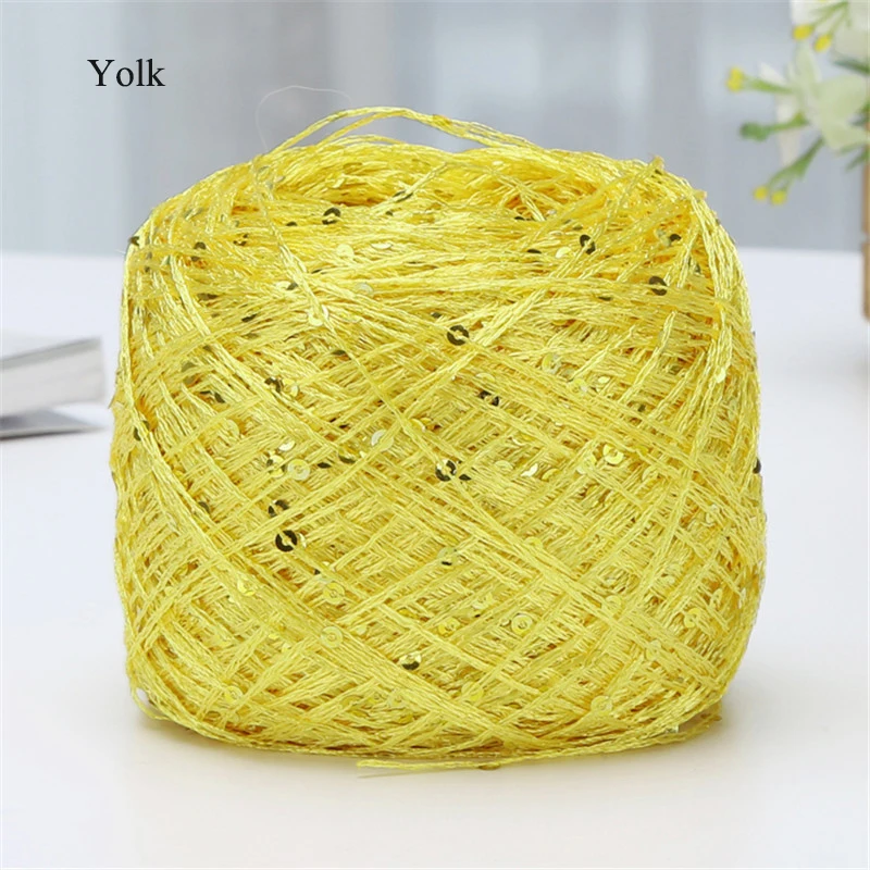 2pcs(200g) Fashion Summer Ice Silk Line Feature Sequins Line Yarn Diy Hand-knitted Wool Thread Sweater Scarft Hats Accessories - Цвет: Yolk