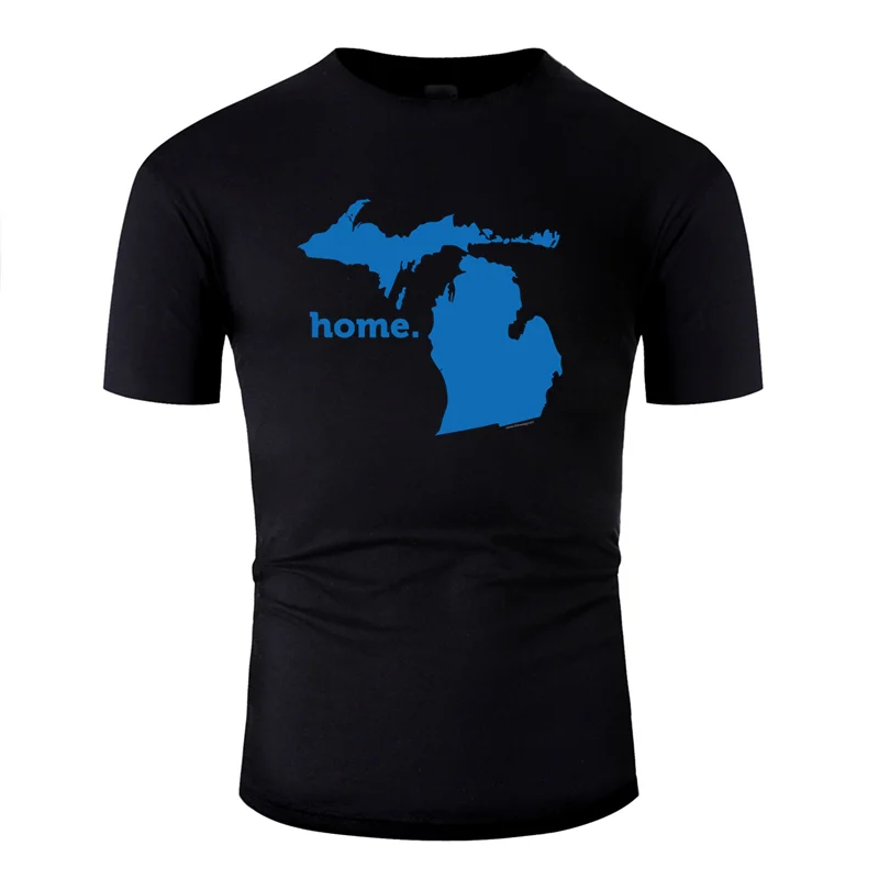 Смешная повседневная домашняя синяя футболка michigan для мужчин, базовая однотонная винтажная Мужская футболка, хлопковая Футболка против морщин, Топ
