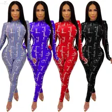 Spring Winter Sexy Jumpsuit Long Sleeve Letter Print Zipper Party Jumpsuit Women Romper Night Club Outfits One Piece Jump Suit Spring Winter Sexy Jumpsuit Long Sleeve Letter Print Zipper Party Jumpsuit Women Romper Night Club Outfits One Piece Jump Suit