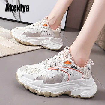 

Sport Comfort Shoes Women Lace -Up Casual Flats Platform Sneakers gray 2020 autumn Fashion Breathable Lady Shoes u731
