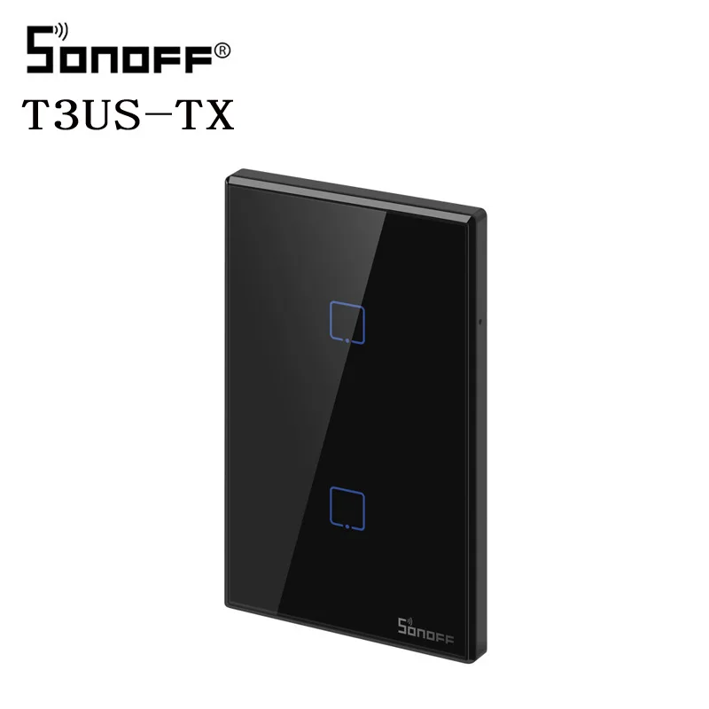 Интеллектуальный выключатель света SONOFF T3 Smart Wi-Fi настенный светильник нам переключатель черный 120 Тип на границах 1/2/3 433 RF/приложение/сенсорный экран Управление работает с Google Home - Цвет: black2 Gang