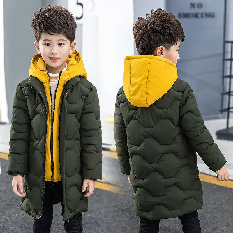 Girls Down Jackets Boys Outdoor Warm Clothing Boy Thick Coats Windproof Children's Winter Jackets Kids Cartoon Winter Outerwear - Цвет: boy hat-green