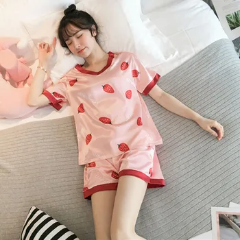 

Women's Sleepwear Cute Cartoon Print Short Set Pajamas For Women Pajama Set Sweet Short Sleeve T Shirts & Shorts Summer Pijama
