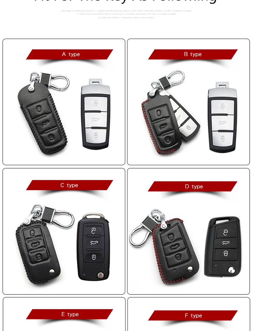 Кожаный чехол для автомобильных ключей, крышка чехол для Volkswagen Golf 4, 5, 6, 7, MK7 Polo GTI R Tiguan Бора Jetta MK2 MK5 MK6 Passat B5 B6 B7 B8