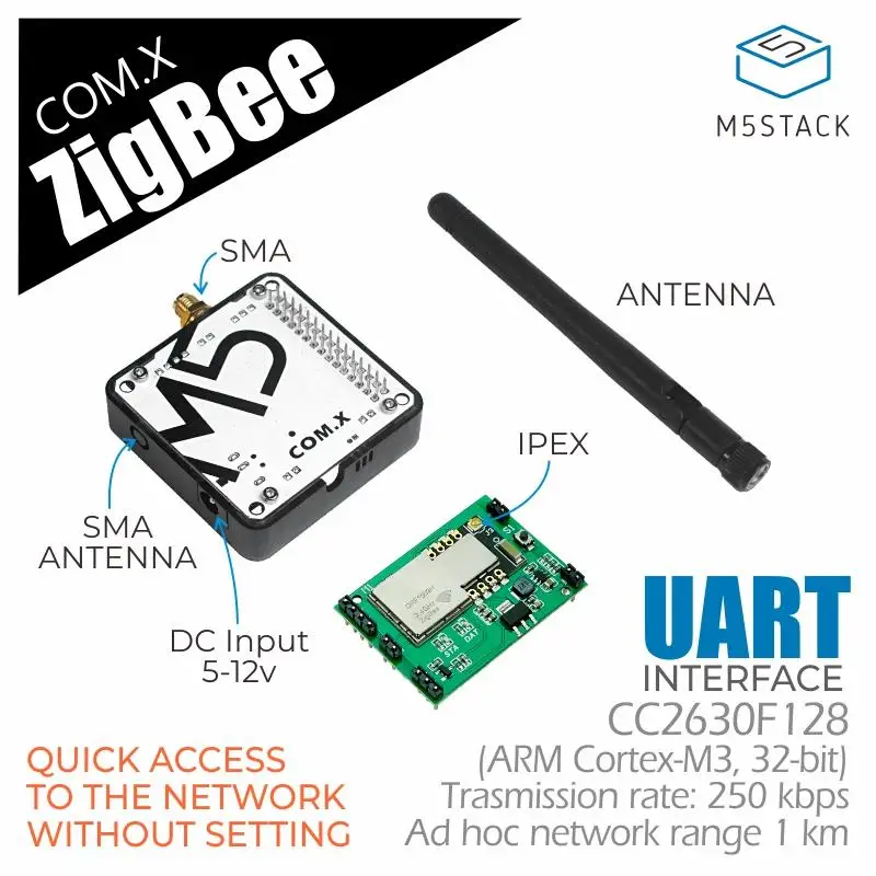 Oficial Com. Zigbee Módulo Cc2630f128 com Antena M5stack - Imagem 3