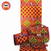 SISI 3 высококачественных предмета/комплект африканская восковая Сумочка нигерийские принты Анкара настоящая восковая Ткань 6 ярдов хлопок для женщин вечерние