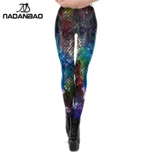 NADANBAO Galaxy Леггинсы «русалка» Женские легинсы для тренировки и фитнеса красочные рыбьи чешуи с принтом Легинсы размера плюс