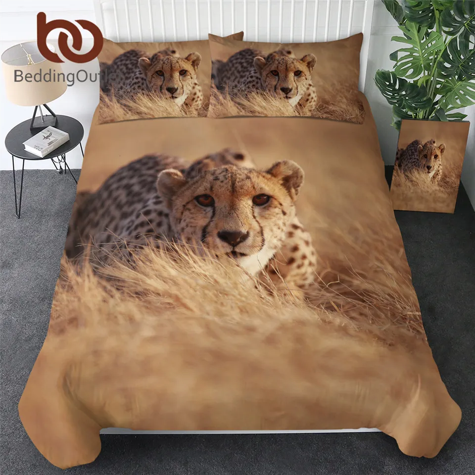 BeddingOutlet набор постельного белья леопардовой расцветки Cheetah двойной пододеяльник
