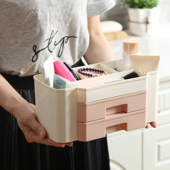 

Makeup Organizer Drawer Plastic Cosmetics Box Jewelry Necklace Nail-Polish Earring Holder Bathroom Storage box