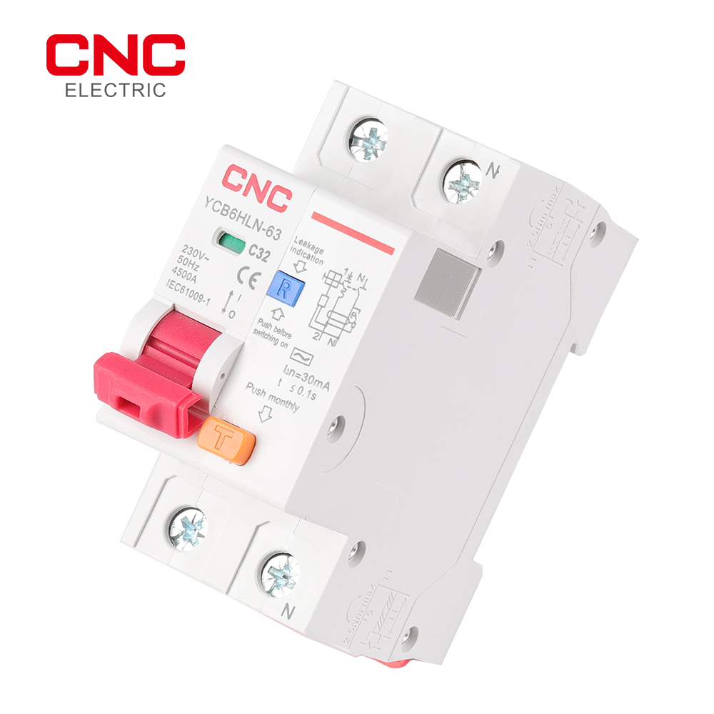 CNC YCB6HLN-63 230V 50/60Hz RCBO 30mA MCB Residual Current Circuit Breaker 16/20/25/32/40/50/63A Over Current Leakage Protection
