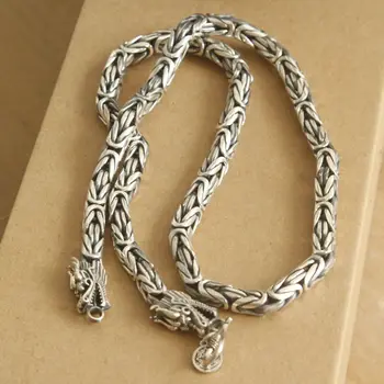 

men jewelry 100% Pure Silver necklace S925 Sterling Silver men necklace dragon head chain.Thai silver statement necklace N04