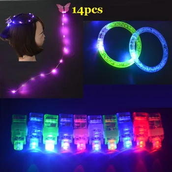 

Glow in the Dark Party Supplies Glow Bracelet Led Hair Styling Tools Finger Lights Headband Set Pack Wedding Birthday