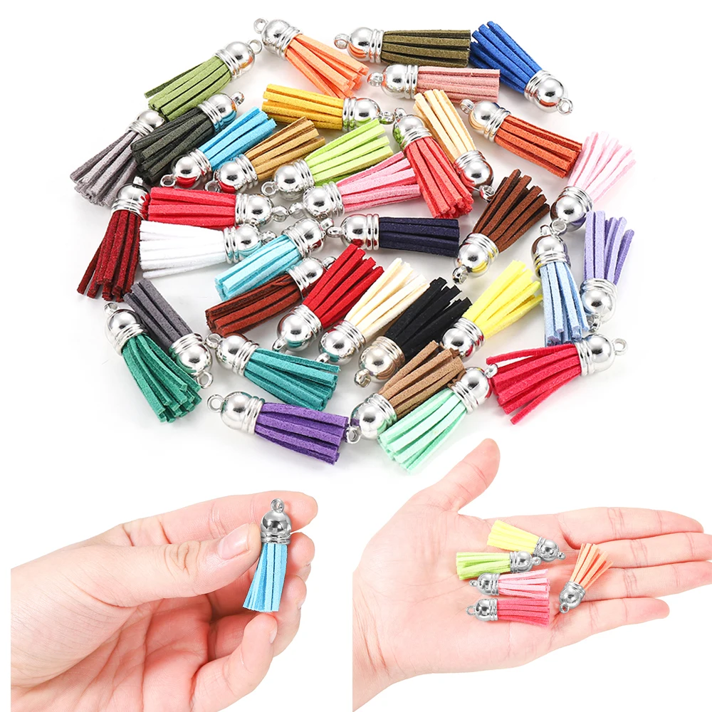 60/100pcs Leather Tassel Fringe Pendant Charms for Jewelry Making Keychain  Accessories Bulk Wholesale - AliExpress