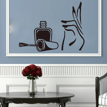 

Large Nail Polish Beauty Salon Makeup Window Wall Sticker Fashion Nail Beauty Manicure Glass Wall Decal Vinyl Decor