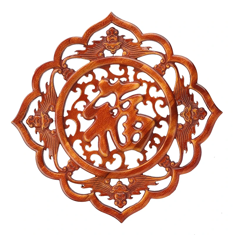 

VZLX Wood Carved Applique Frame Corner Onlay Unpainted Furniture Home Door Decor Decoration Accessories Bat Blessing