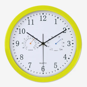 

Nordic Style Home 3 In 1 Analog Battery Operated Round Thermometer Hygrometer Wall Clock Art Decor Silent Quartz Sweep Movement