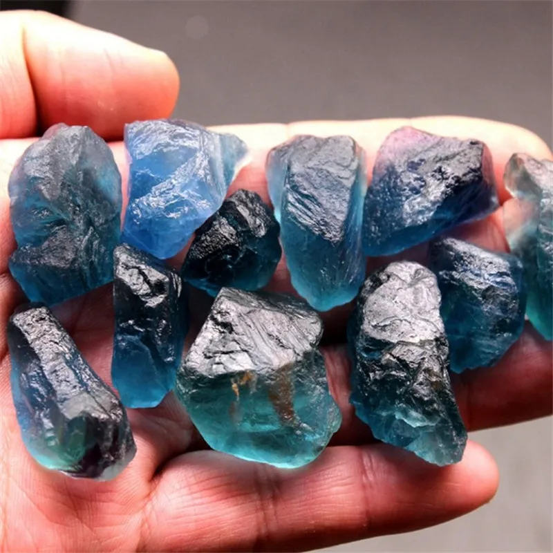 50 г натуральный кристалл Целебный Камень гравий необработанный синий флюорит обрушенные камни для продажи