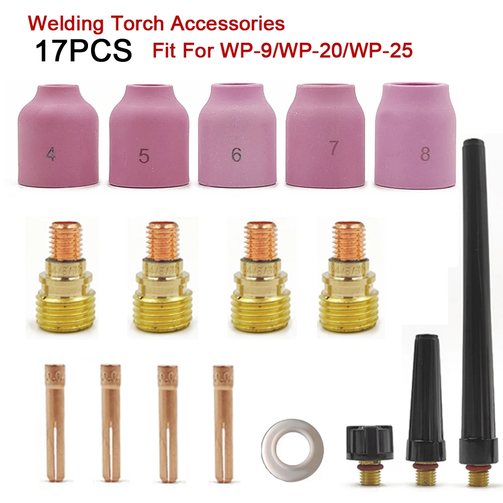 17Pcs TIG Welding Torch Stubby Gas Lens Accessory Kit Set For WP9/WP20/WP25 Spares Durable Practical Accessories | Инструменты