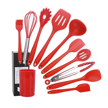 

Silicone Kitchenware 10 Piece Suit High Temperature Resistant Cooking Spatula Kitchen Utensils Cooking Tool Sets
