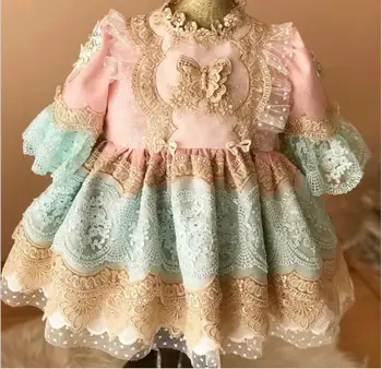 

Spanish Lolita princess dress baby girl Lace stitching cute Tutu dress for kids birthday party ball gown dress