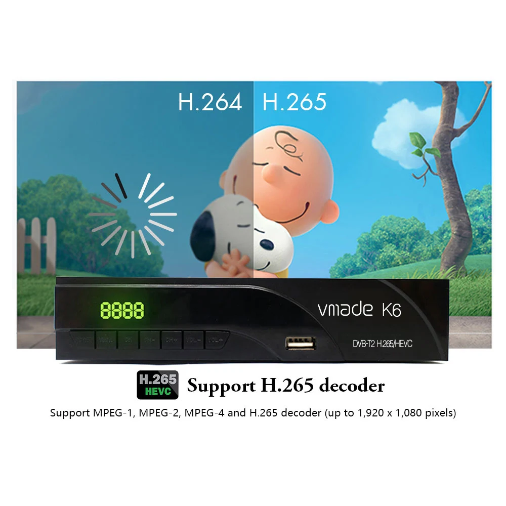 Приемник цифрового эфирного телевидения DVB T2 со встроенным RJ45 H.265/HEVC AV портом ТВ