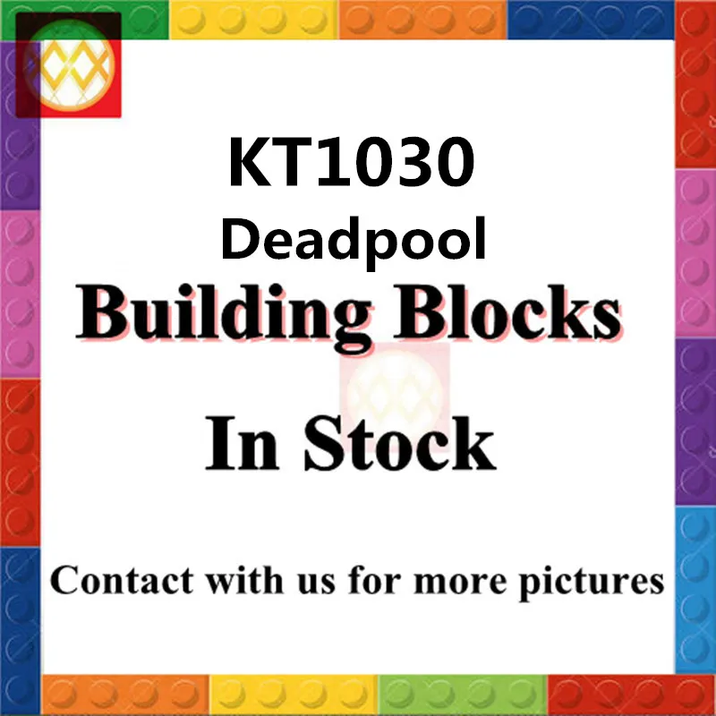 

Free Shipping Toy Brick Deadpool With Dog Weapon KT1030 Red Yellow Blue Colorful Deadpool Building Blocks Children Birthday Toys