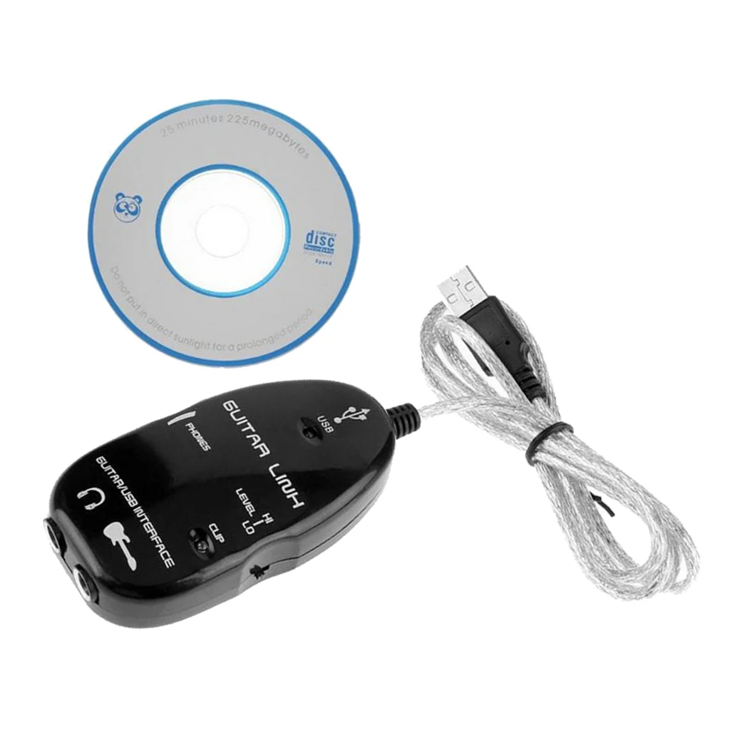 guitar to usb interface link cable audio adapter for pc/mac recording cable