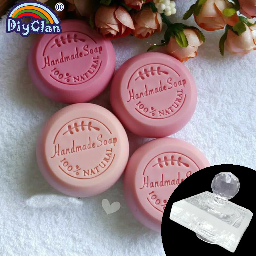 Description Picture 2 of item100% Natrual Handmade Soap Stamp Transparent Olive Branch DIY Natural Soap Making Chapter With Handle Acrylic Stamp Custom
