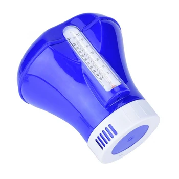 

8 Inch Container ABS Accessories Floating Home Use Tablet Dispenser Pool Feeder Aquarium With Thermometer Tool Portable