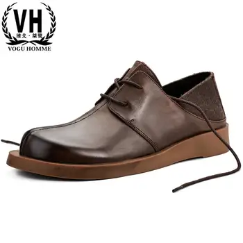 

High Quality Genuine Leather Shoes Men,Lace-Up Business Men Shoes,Men Dress Shoes all-match cowhide autumn winter British retro