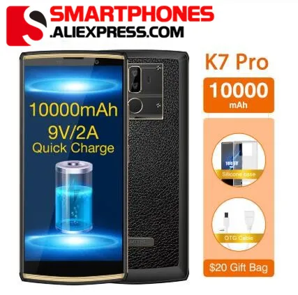OUKITEL K7 Pro Smartphone Android 9.0 MT6763 Octa Core 4G RAM 64G ROM 6.0" FHD+ 18:9 10000mAh Fingerprint 9V/2A Mobile Phone
OUKITEL K7 Pro Smartphone Android 9.0 MT6763 Octa Core 4G RAM 64G ROM 6.0" FHD+ 18:9 10000mAh Fingerprint 9V/2A Mobile Phone
