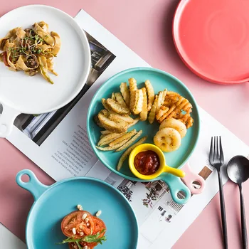 

Creative Ceramic Tray Square Fruit Salad Dessert Plate Hangable Bread Snacks Tray Home Party Table Kitchen Storage Organization