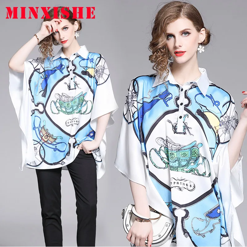 

2019 Fashion Blouse Women Batwing Sleeve Clothes Print Loose Ladies Tops Elegant Vintage Casual Shirts Blouses Blusas Femininas