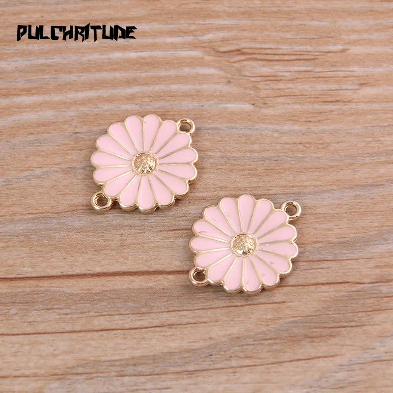 PULCHRITUDE, 5 шт., 18*23 мм, пять цветов, сплав, металл, капля, масло, цветок, подвески, соединитель для DIY браслета, ожерелья, ювелирных изделий