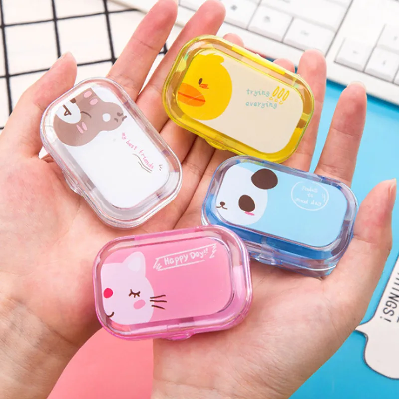 

1PC Candy Color Contact Lens Case Colored Eye Contact Lenses For Eyes Contacts Lenses Box Suction Cup Tweezer Mirror Kit