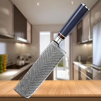 

High Quality 8.5"inch Damascus Chef Knife 9Cr18MoV Stainless Steel Kitchen Knife Japanese Santoku Cleaver Meat Slicing Knife AA