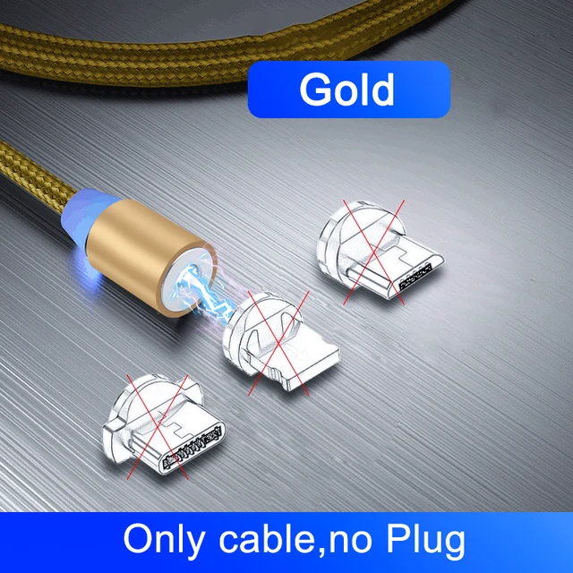 OKZ 2M Magnetic Cable Micro USB Type C Charger For Android Phones Fast Charging Magnet Charge Cord For iPhone 12 11 Pro XS Max Only Cable Gold