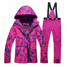 Женский модный лыжный костюм, зимняя куртка, одежда для сноуборда, цветная лыжная куртка, зимние штаны, комплект, водонепроницаемая ветрозащитная спортивная одежда