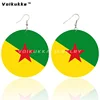 Voikukka Jewelry Both Sides Print Wood Earrings For Women French Overseas Department French Guiana Martinique Guadeloupe Flag 4